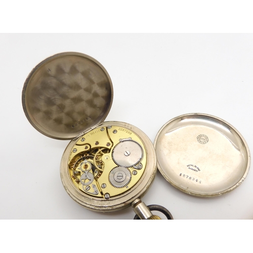 936 - A Zenith Military pocket watch, the dial stamped 30 Hour, Non Luminous, Mark V, CB 5722, movement nu... 