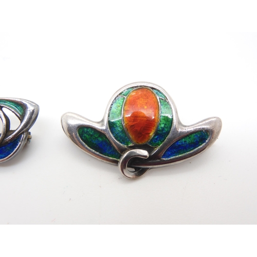 938 - Two enamelled Art Nouveau brooches By William Hair Haseler stamped with his mark WHH, both dated Bir... 