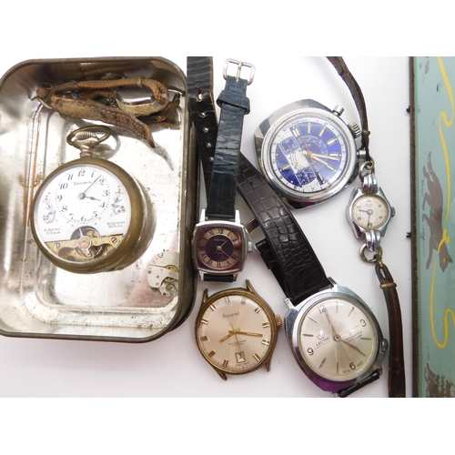 939 - A collection of watches and watch parts to include a Globa Sport watch, Triumph decorative pocket wa... 