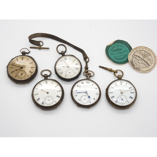 953 - Five silver cased pocket watches in various states of repair, the best a Stewart Dawson & Co Liv... 