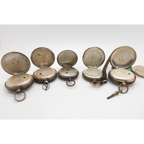 953 - Five silver cased pocket watches in various states of repair, the best a Stewart Dawson & Co Liv... 