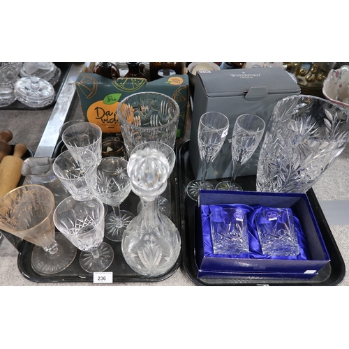 236 - A pair of Waterford champagne flutes and assorted other glass and crystal