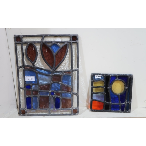 270 - Two leaded and stained glass panels