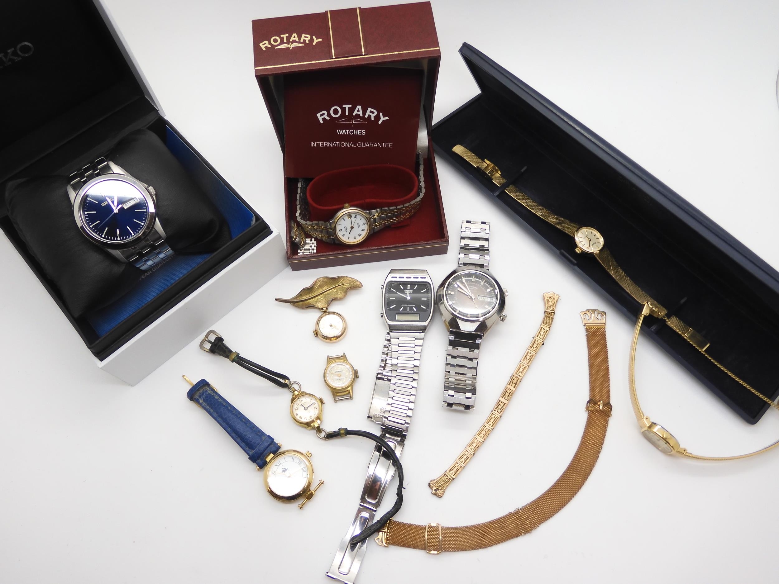 A boxed Seiko watch with a blue dial, A ...