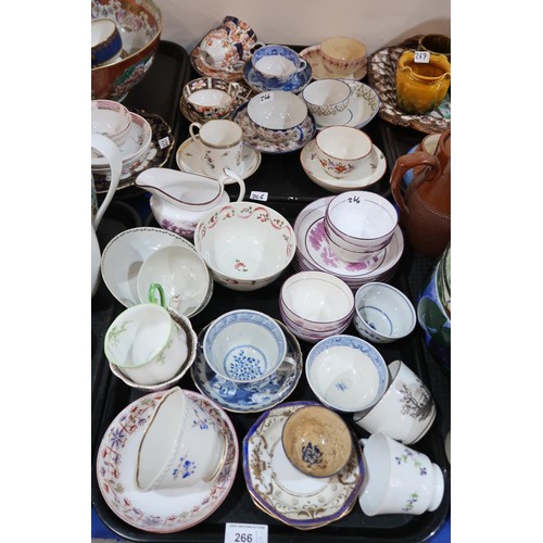 266 - A collection of Chinese and English porcelain including a blue and white tea cup decorated with vign... 