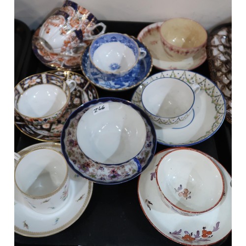 266 - A collection of Chinese and English porcelain including a blue and white tea cup decorated with vign... 