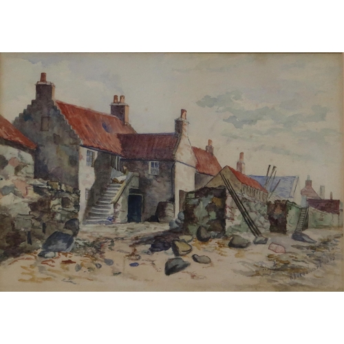 1004 - H.H.URQUHART East Coast village, signed, watercolour, 24 x 34cm and BUCK St.Bees Priory, colour... 