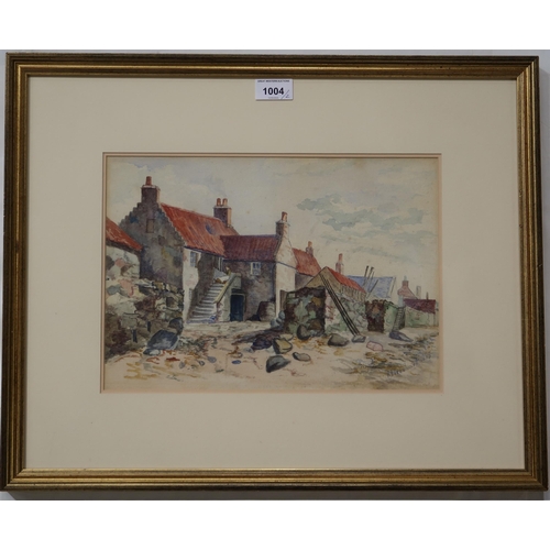 1004 - H.H.URQUHART East Coast village, signed, watercolour, 24 x 34cm and BUCK St.Bees Priory, colour... 