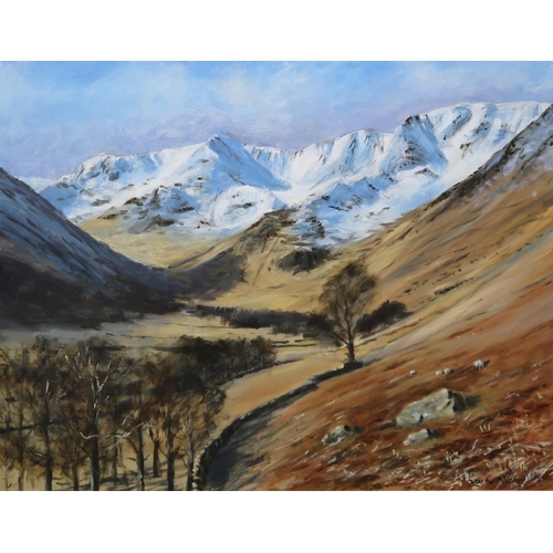 1009 - RAYY R NICHOL Helvellyn, signed, oil on board, 52 x 67cm and a print (2)