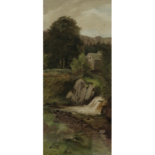 1011 - STEPHEN ADAM Penmore, signed, watercolour, dated, 1895, 50 x 23cm