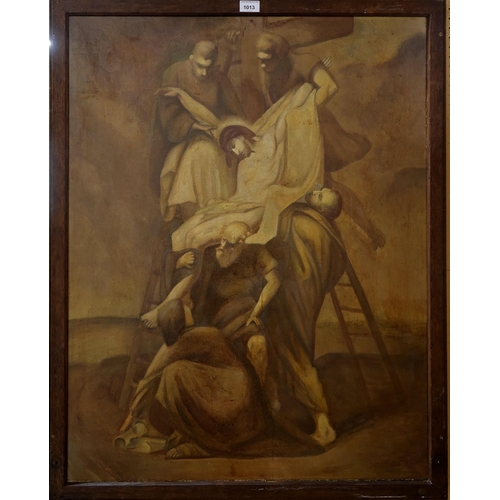 1013 - BRITISH SCHOOL Christ taken down from the cross, oil on canvas, 91 x70cm