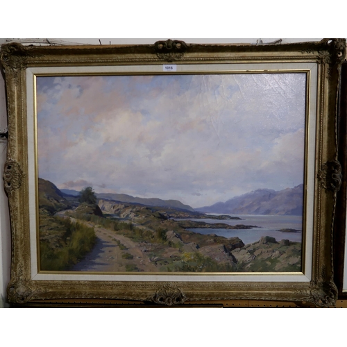 1016 - DONALD M SHEARER Coastal road, signed, oil on canvas, 59 x 79cm