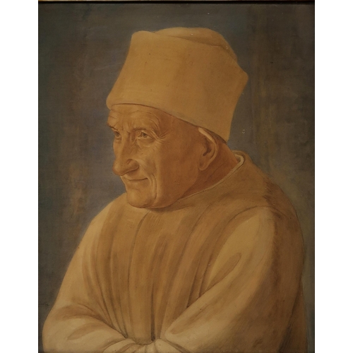 1017 - AFTER FILIPPINO LIPPI Portrait of an old man, watercolour, 47 x 38cm