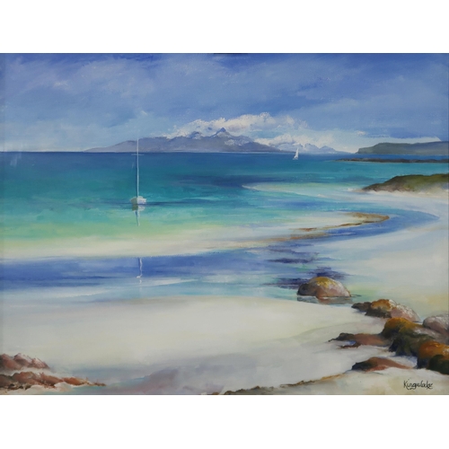 1059 - GILLIAN KINGSLAKE (SCOTTISH)ISLE OF RHUMOil on canvas, signed lower right, 40 x 50cmTogether with an... 