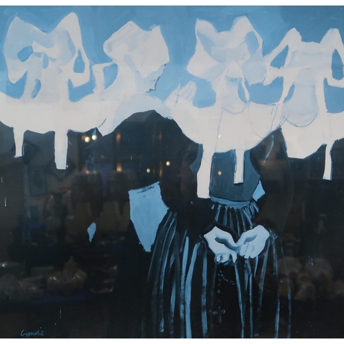 1066 - CHARLOTTE H. M. BRYCE (BRITISH b.1947)EVENING SNOWMixed media, signed lower right, dated 1977, 9 x 2... 