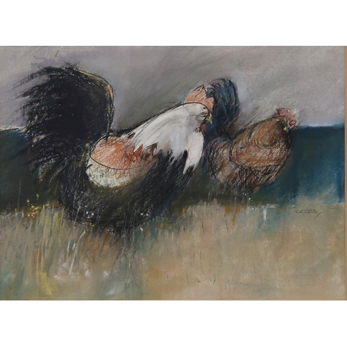 1072 - ANDREW CROSSROOSTERSPastel on paper, signed lower right, 29 x 37cmTogether with a similar by the sam... 