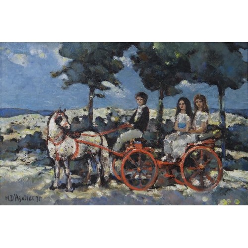 1075 - MICHAEL D'AGUILLAR (ENGLISH 1924-2011)CARRIAGE RIDEOil on canvas, signed lower left, dated (19)71, 4... 