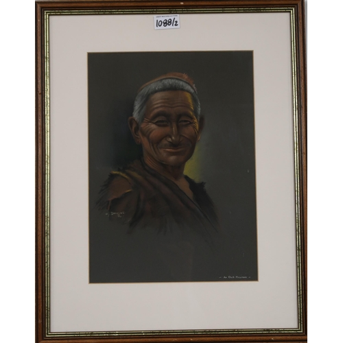 1088 - GORY DOUGLAS (INDIAN 1920-1976)A TIBETANPastel on paper, signed lower right, 34 x 24cmTogether with ... 