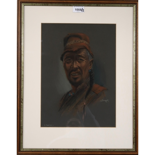 1088 - GORY DOUGLAS (INDIAN 1920-1976)A TIBETANPastel on paper, signed lower right, 34 x 24cmTogether with ... 