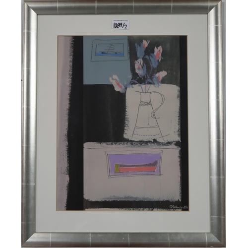 1089 - LIZZIE MACKINLAY (SCOTTISH b.1965)BUDDLEIA BOWLAcrylic on board, signed lower right, 40 x 30cmTogeth... 