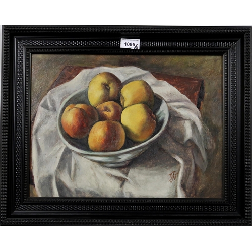 1095 - CONTEMPORARY SCHOOLSTILL LIFE WITH APPLESOil on board, signed lower right, 30 x 38cmTogether with a ... 