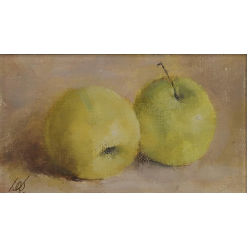 1095 - CONTEMPORARY SCHOOLSTILL LIFE WITH APPLESOil on board, signed lower right, 30 x 38cmTogether with a ... 