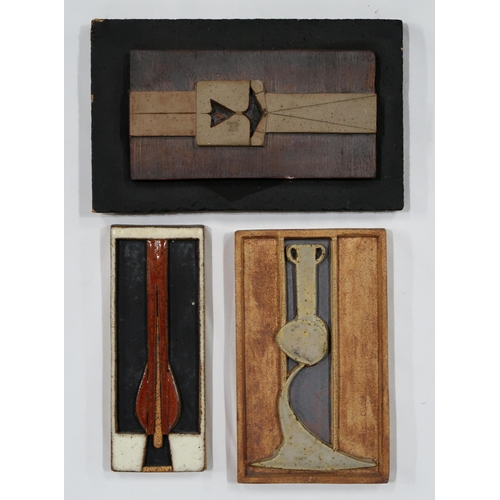 1099 - JOHN TAYLOR (SCOTTISH b.1936)MACKINTOSH SHAPESClay, signed bottom right, 22 x 10cmTogether with 2 ot... 