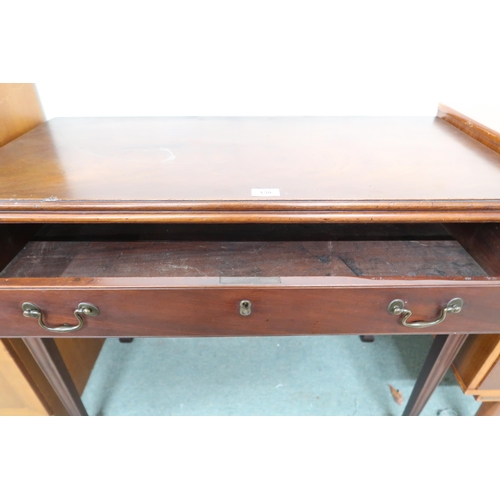 130 - A Victorian mahogany single drawer fold over tea table on shaped square tapering supports, 72cm high... 