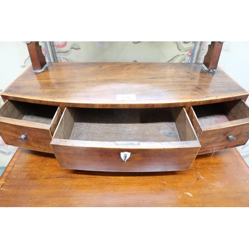 139 - A Victorian mahogany drop leaf Sutherland table and a Victorian mahogany three drawer toilet mirror ... 