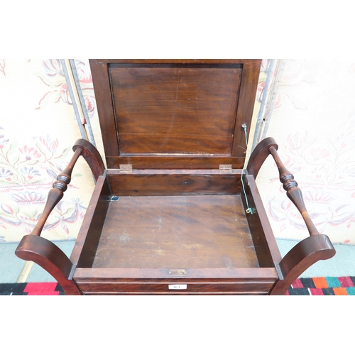 161 - A 20th century mahogany piano stool on cabriole supports