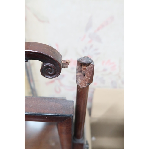 162 - A Victorian mahogany framed three drawer toilet mirror, mahogany wine table, oak nest of three table... 