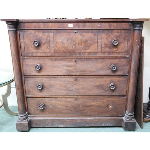 184 - A Victorian mahogany secretaire chest with fitted secretaire fall front drawer over three long drawe... 