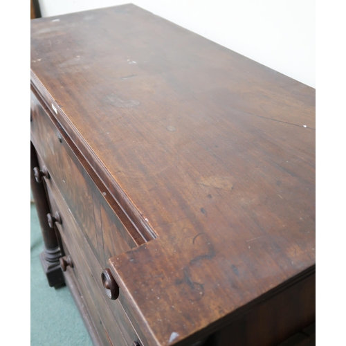 184 - A Victorian mahogany secretaire chest with fitted secretaire fall front drawer over three long drawe... 