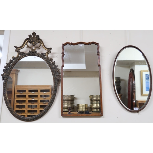 197 - A lot of three assorted 20th century wall mirrors and a tea tray (4)