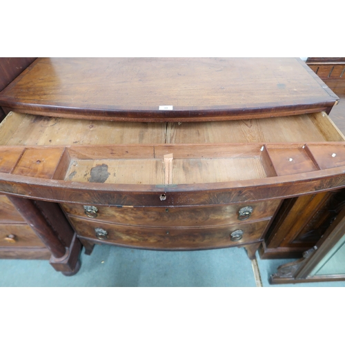 39 - A Victorian mahogany bow front chest of five drawers with single frieze drawer over four regular, 10... 