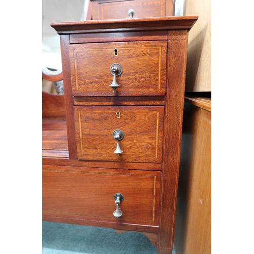 69 - A late Victorian mahogany triple plate mirror backed dressing table, 180cm high x 112cm wide x 48cm ... 