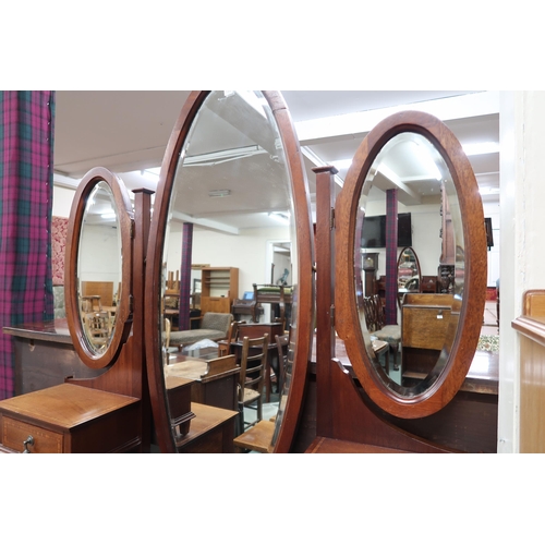 69 - A late Victorian mahogany triple plate mirror backed dressing table, 180cm high x 112cm wide x 48cm ... 