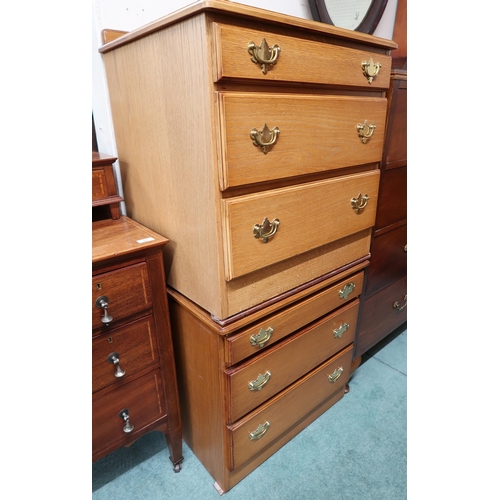 70 - A pair of 20th century oak three drawer chests, 65cm high x 62cm wide x 51cm deep