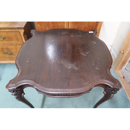 78 - A Victorian mahogany shaped top window table on shaped cabriole supports terminating in casters, 72c... 