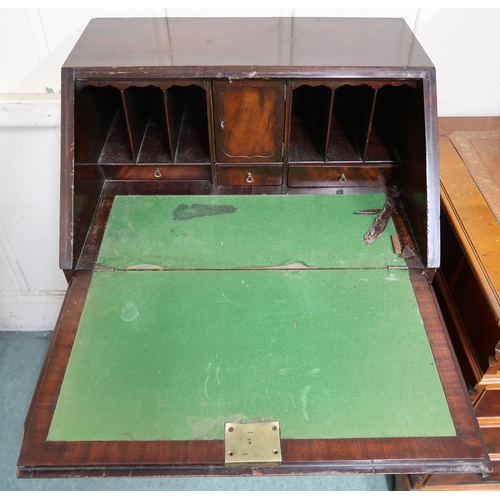 9 - An early 20th century mahogany fall front writing bureau, 100cm high x 65cm wide x 47cm deep