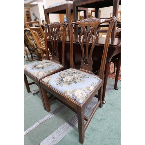 93 - A pair of 19th century mahogany Chippendale style dining chairs, two other dining chairs and a mahog... 