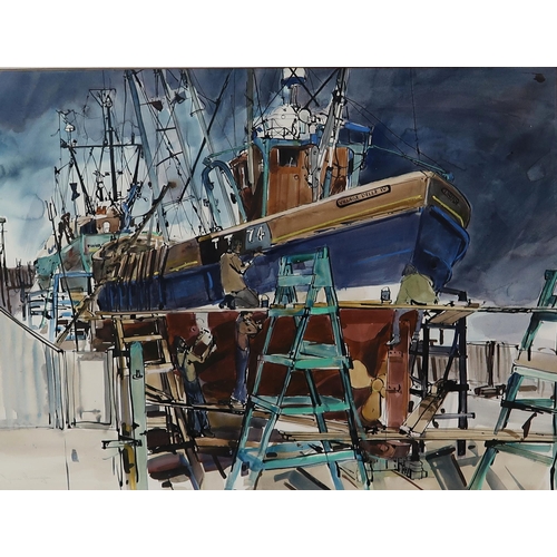 976 - JAMES HARRIGAN Village Belle IV, signed, watercolour, 53 x 71cm