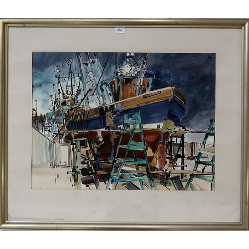 976 - JAMES HARRIGAN Village Belle IV, signed, watercolour, 53 x 71cm