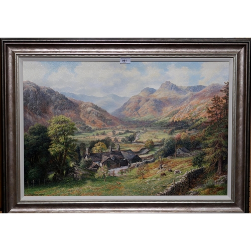 981 - GRAHAM TWYFORD Langdale at Harry Place Farm, signed, oil on board, 50 x 75cm ... 