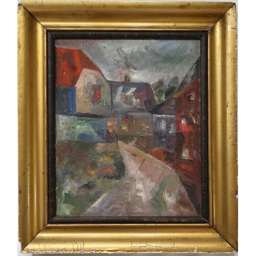 985 - RUBIZAK Village scene, signed, oil on canvas, 60 x 46cm