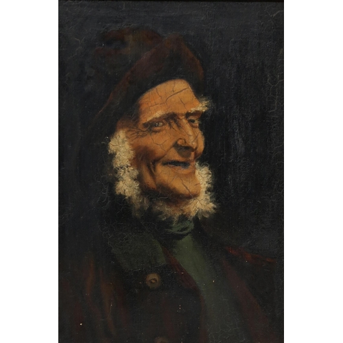 986 - BRITISH SCHOOL Fisherman portrait head and shoulders, oil on canvas, 24 x 16cm