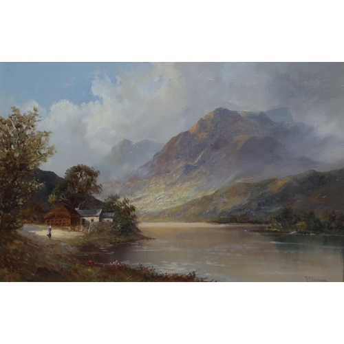 993 - FRANCIS E JAMIESON Highland loch and another, signed, oil on canvas, 40 x 60cm  (2)... 