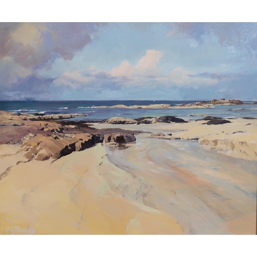 994 - VIVIENNE POOLEY Sand Sea and Sky at Sanna, signed, oil on board, 50 x 61cm