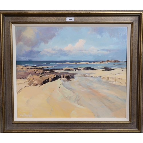 994 - VIVIENNE POOLEY Sand Sea and Sky at Sanna, signed, oil on board, 50 x 61cm