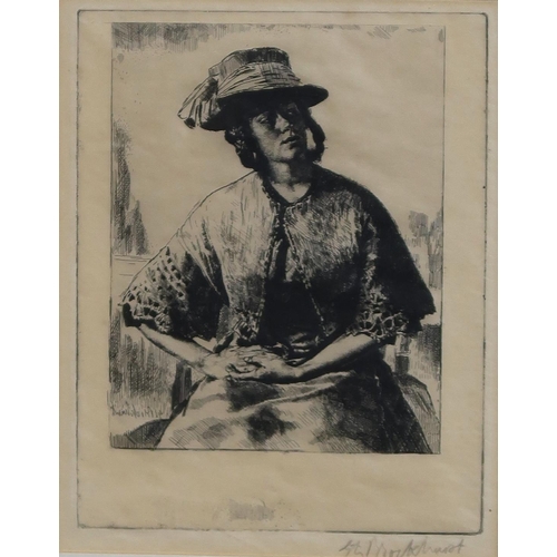 995 - GERALD LESLIE BROCKHURST Elizabeth, signed, etching, 19 x 15cm